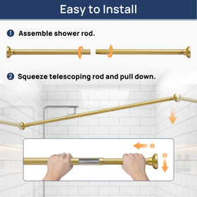ENJOYBASICS Gold Shower Rod versatile for bathroom, closet, and room divider
