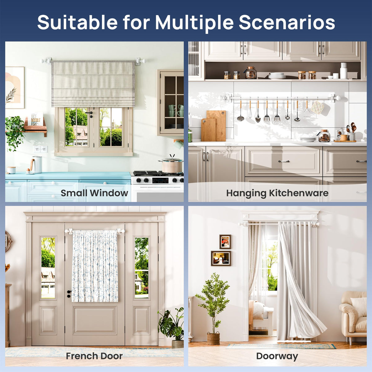 ENJOYBASICS matte white curtain rod adds modern style to any room.