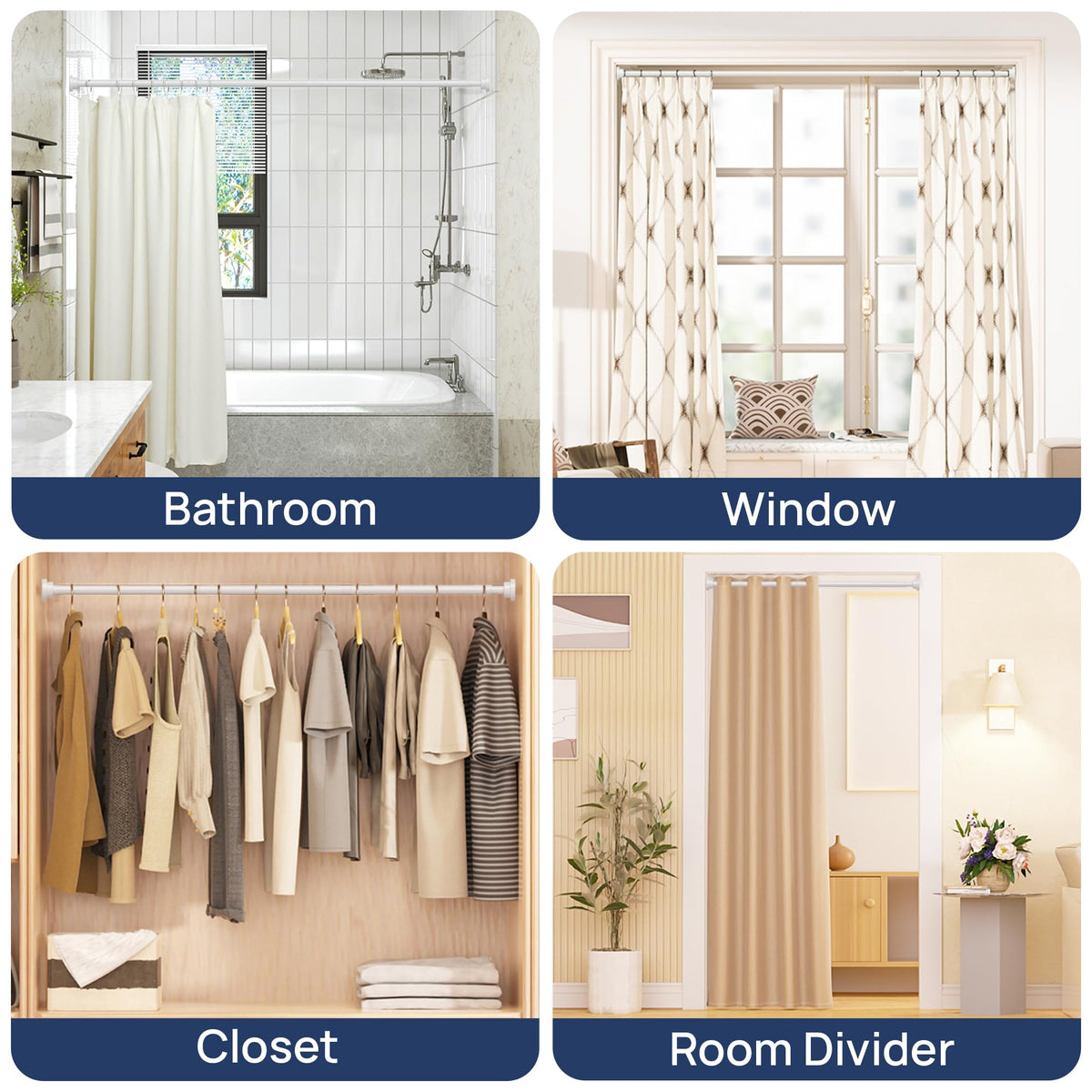 ENJOYBASICS multipurpose rod suitable for room dividers and storage.