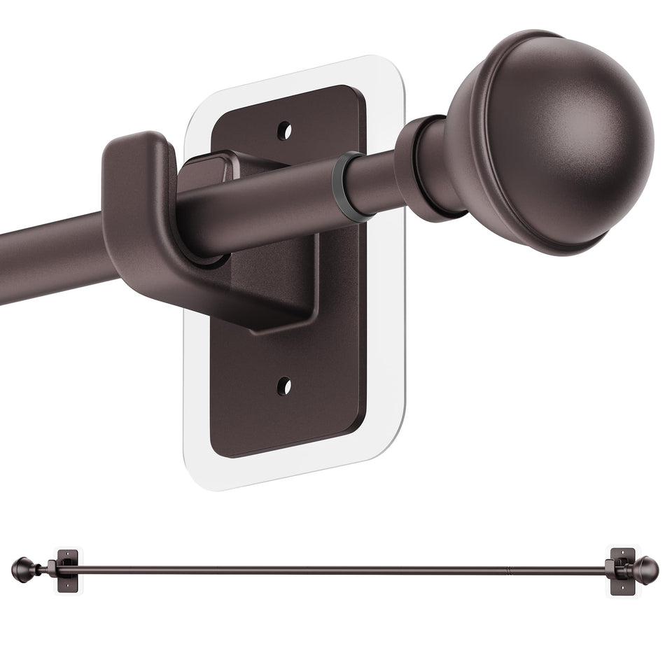 ENJOYBASICS No-Drill Curtain Rod adhesive brackets securing a curtain on smooth surface