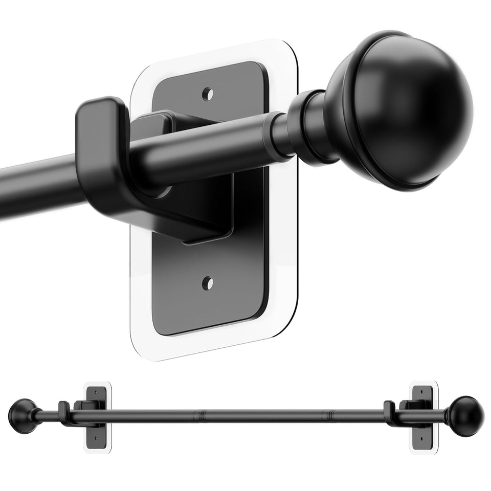 ENJOYBASICS no drill curtain rod with adhesive brackets for easy wall mounting