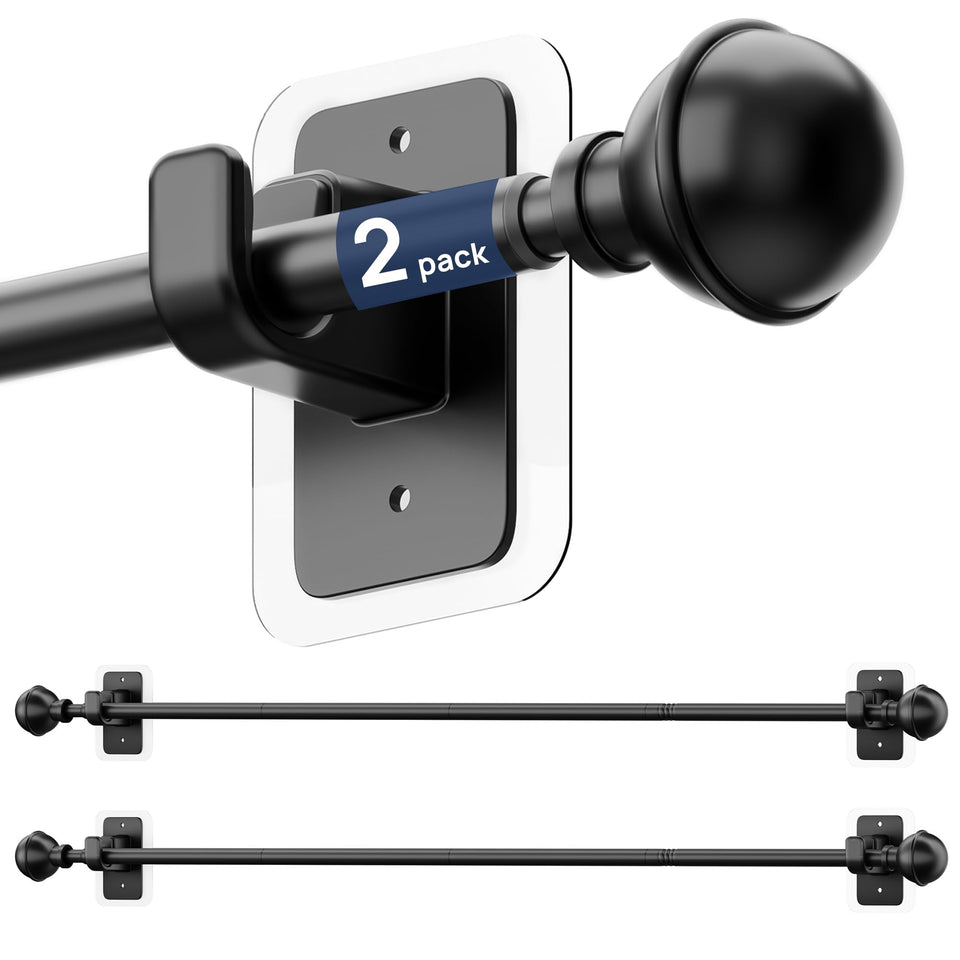 ENJOYBASICS No-Drill Curtain Rod with adhesive brackets for damage-free rentals