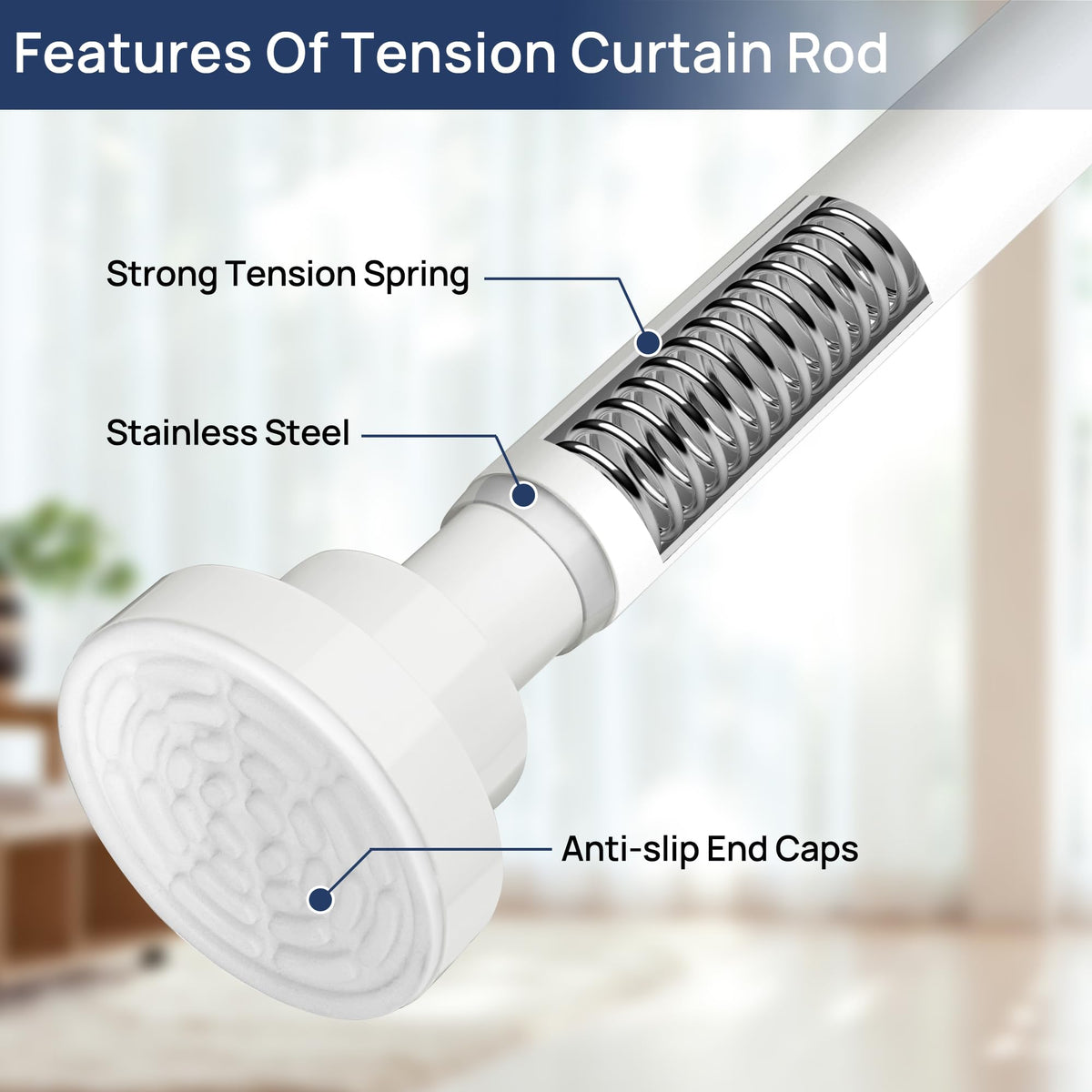 ENJOYBASICS stainless steel shower rod no drill in bathroom.
