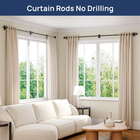 Telescoping curtain rod extended to demonstrate adjustable length.