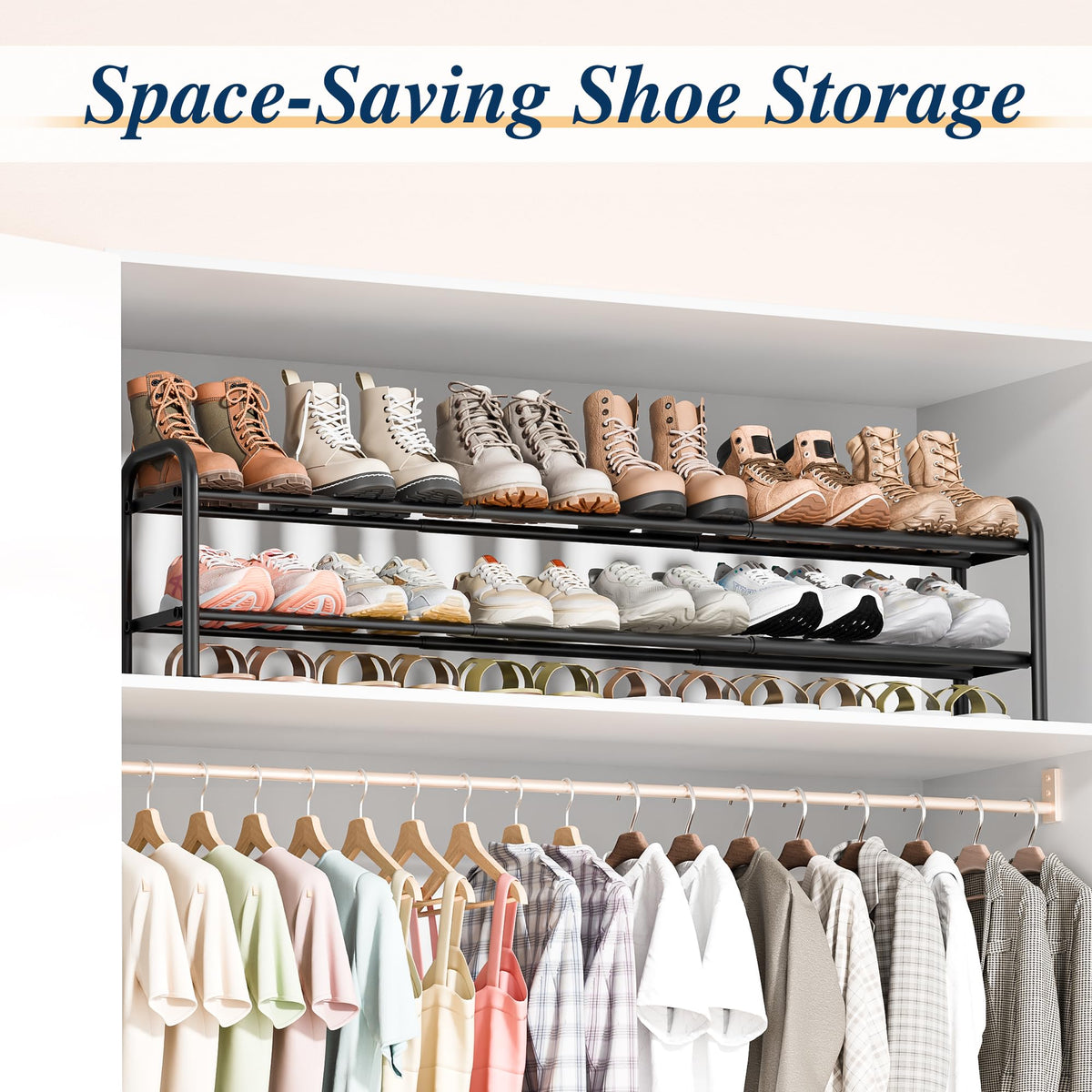 ENJOYBASICS width-adjustable shoe rack fits tight spaces and grows with your collection