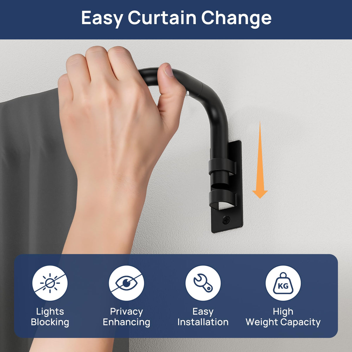 ENJOYBASICS wrap-around curtain rod in matte black complements modern decor and style.