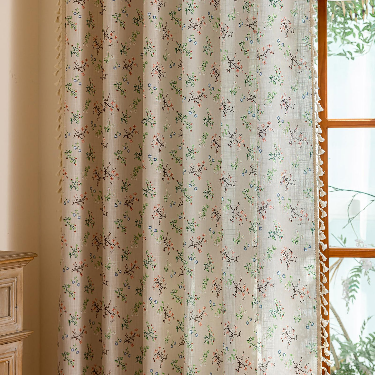 EnjoyBridal boho farmhouse curtains complementing neutral decor
