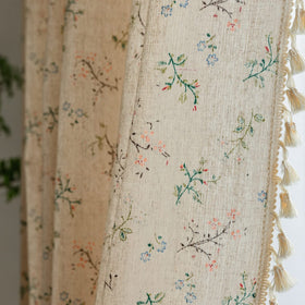 EnjoyBridal tassel beige rod-pocket close-up showing easy hanging and decorative detail