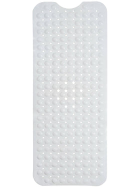 ENKOSI bath mat shows 40x16 coverage for safer showers on smooth surfaces.