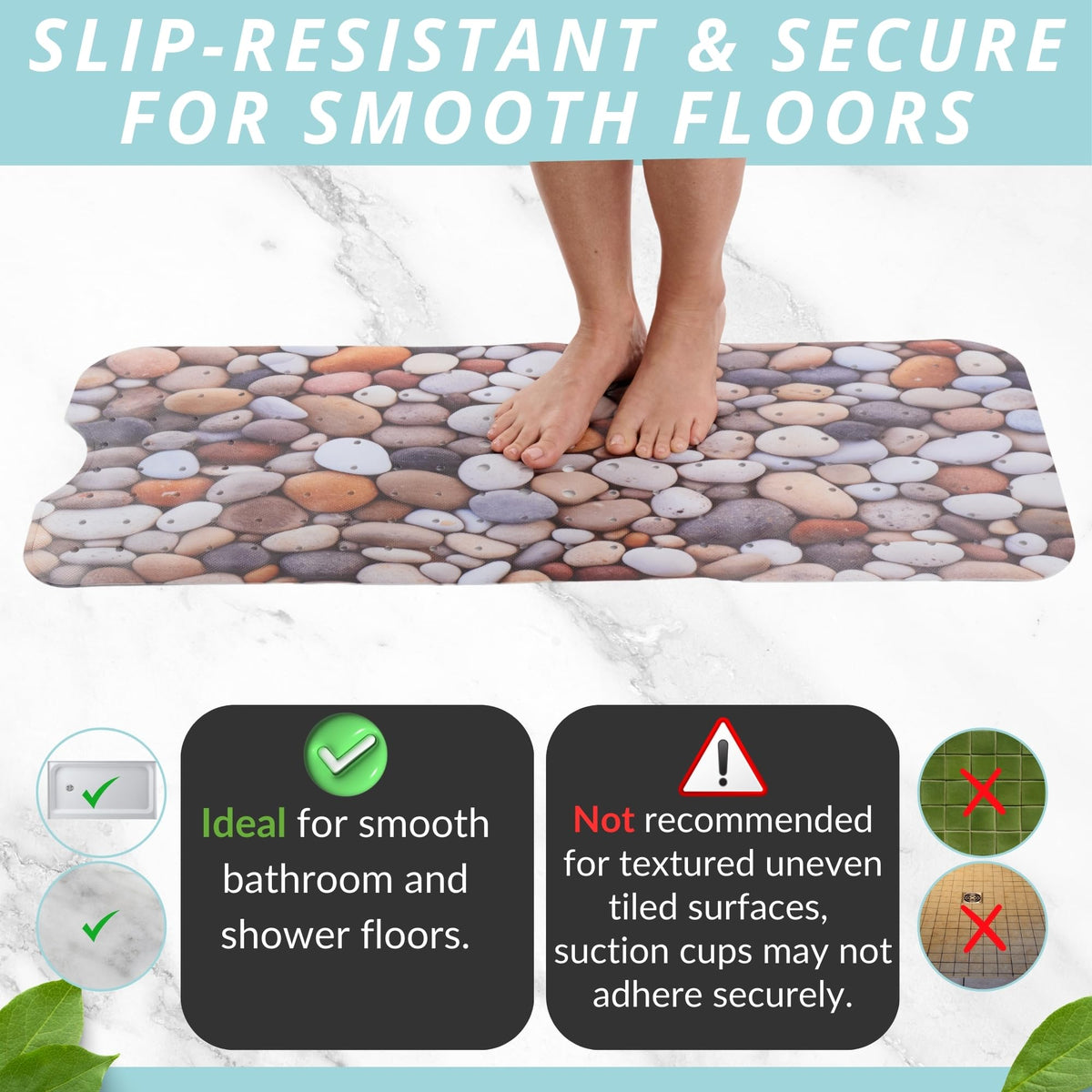 ENKOSI bath mat color options in marble neutrals for versatile styling