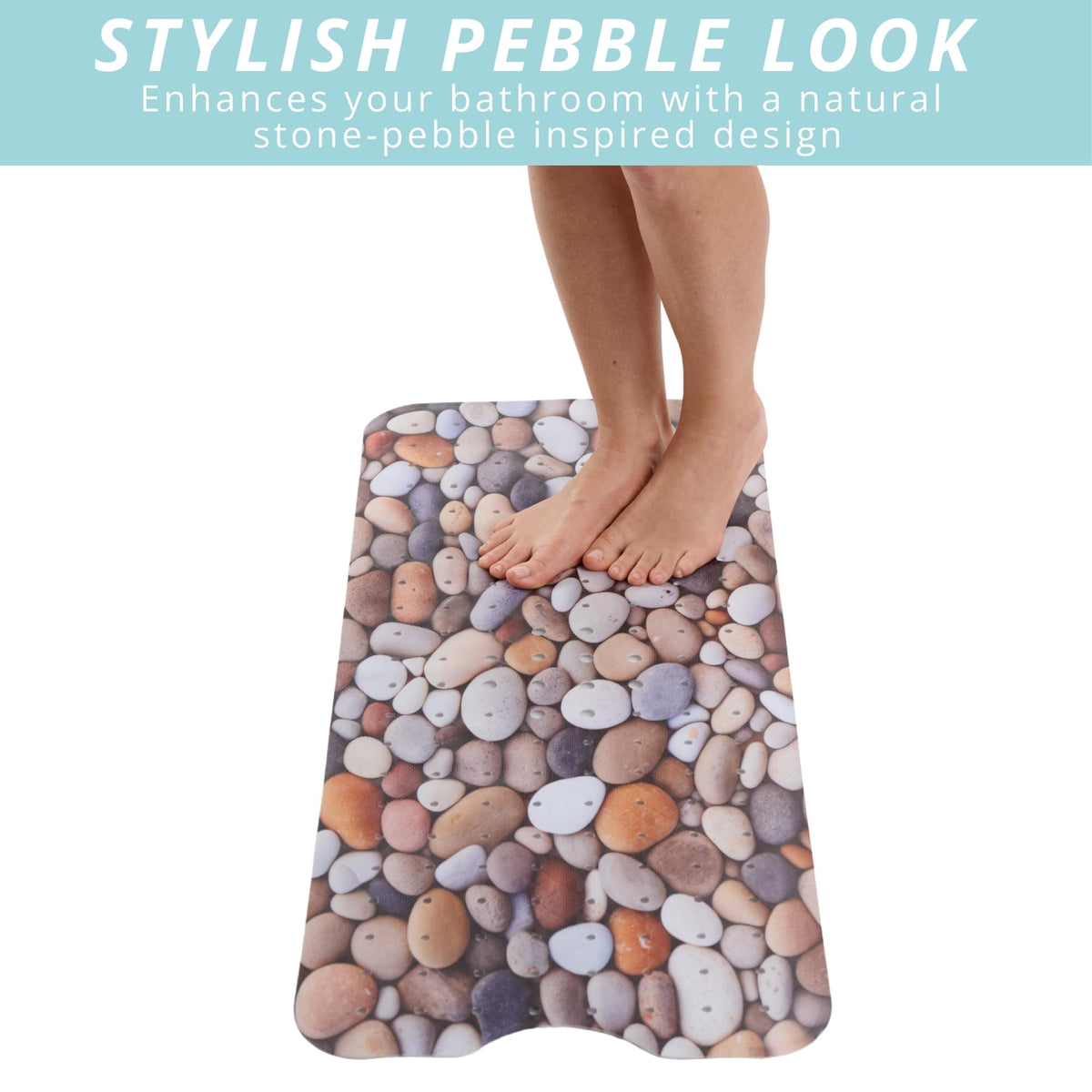 ENKOSI bath mat with drain holes to promote quick drying and water drainage