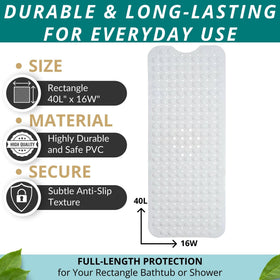 ENKOSI bath mat features built-in drain holes for quick drying.