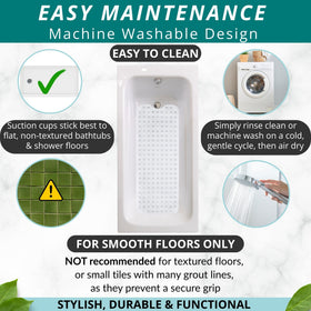 ENKOSI bath mat edge-hug design around tub floor to prevent slips.