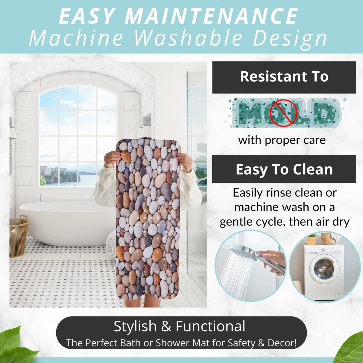ENKOSI bath mat extra-large 40x16 provides comprehensive tub coverage