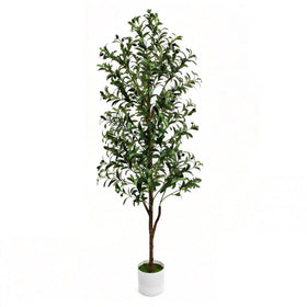 ENLETRAN olive tree 6ft in pot with realistic trunk enhances living room ambiance