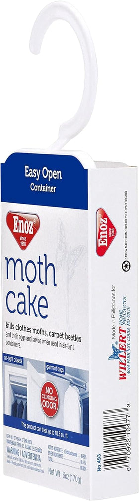 Enoz Moth Cake 3-Pack inside garment bag guards delicate garments.