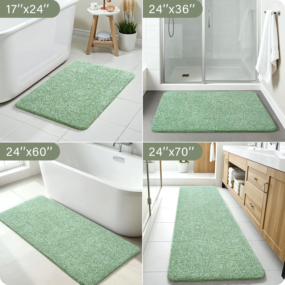 Enqinar large 24x60 inch rug ideal for showers, tubs, and vanities.