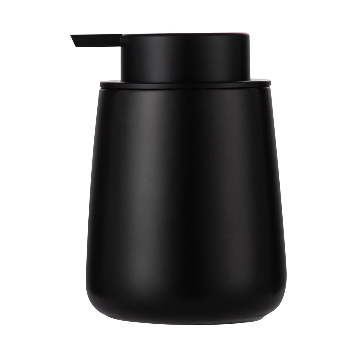 Enra Black Soap Dispenser ceramic body in matte finish for elegant bathroom decor
