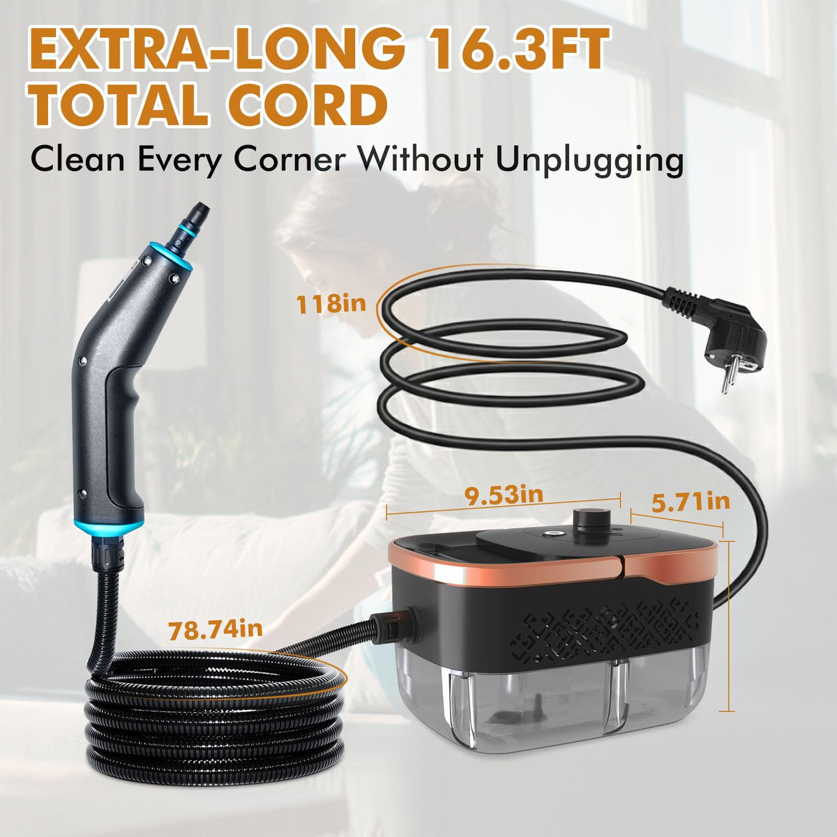 Enromted steam cleaner car interior cleaning for refreshed upholstery