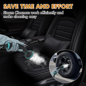 Enromted steam cleaner heat-up indicator demonstrates quick readiness for tasks