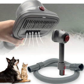 ENUKYCOM pet hair grooming brush vacuum attachment used during grooming to pick up fur
