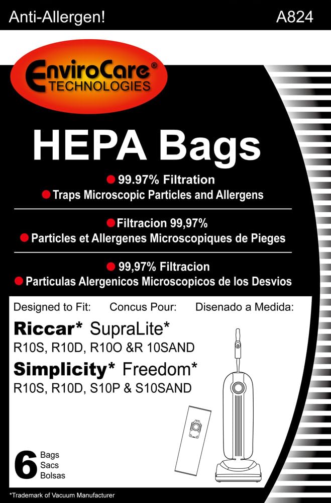 EnviroCare bags aligned for Riccar SupraLite fit with Green Bag Holder
