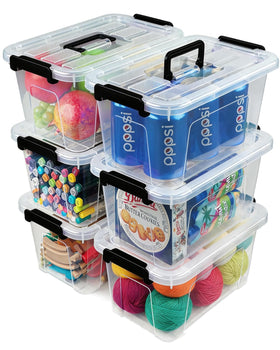 EOENVIVS 6-pack storage bins with buckle lids for organized closet space.