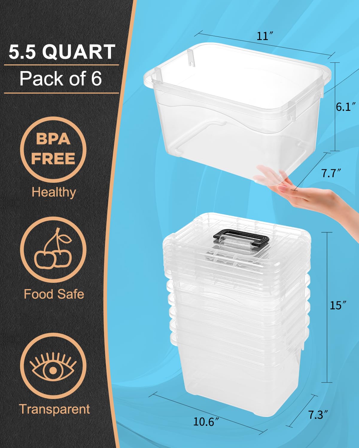EOENVIVS 7-quart clear bin offers quick visibility of contents.