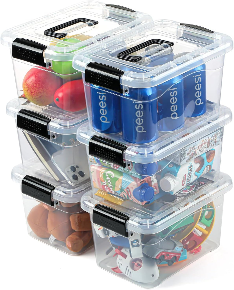 EOENVIVS buckle-lid bin with handle for secure, dust-free stacking.