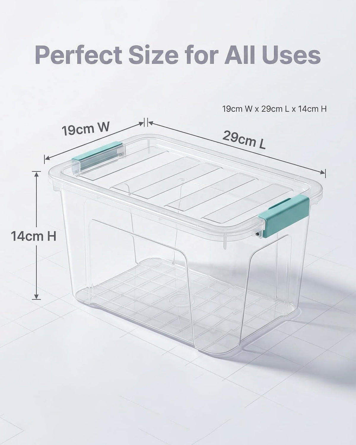 Clear body design helps quickly locate items across closets and office shelves.