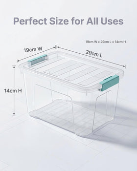 Clear body design helps quickly locate items across closets and office shelves.