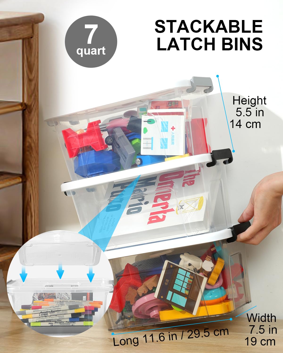 EOENVIVS multi-purpose bins ideal for closet, kitchen, and shoe organization.