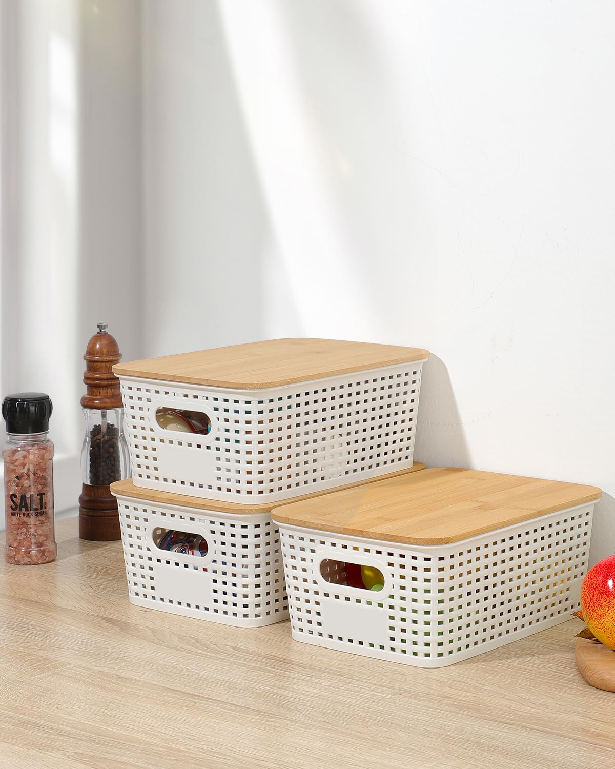 EOENVIVS office storage bin supports tidy desk arrangement.