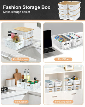 EOENVIVS bamboo-lid basket in a kitchen pantry for organized storage.