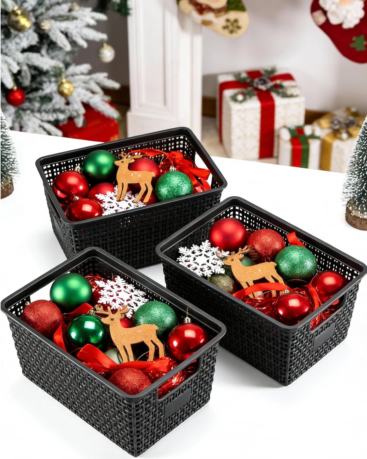 EOENVIVS plastic storage bins with handles provide easy access