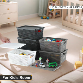 EOENVIVS shelf-organization-bins versatile for pantry or classroom storage.