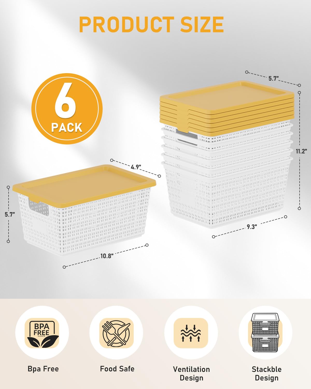 EOENVIVS stackable bins with interlocking lids maximize vertical space.