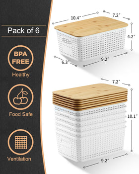 EOENVIVS basket with lid and handle for easy retrieval from shelves.