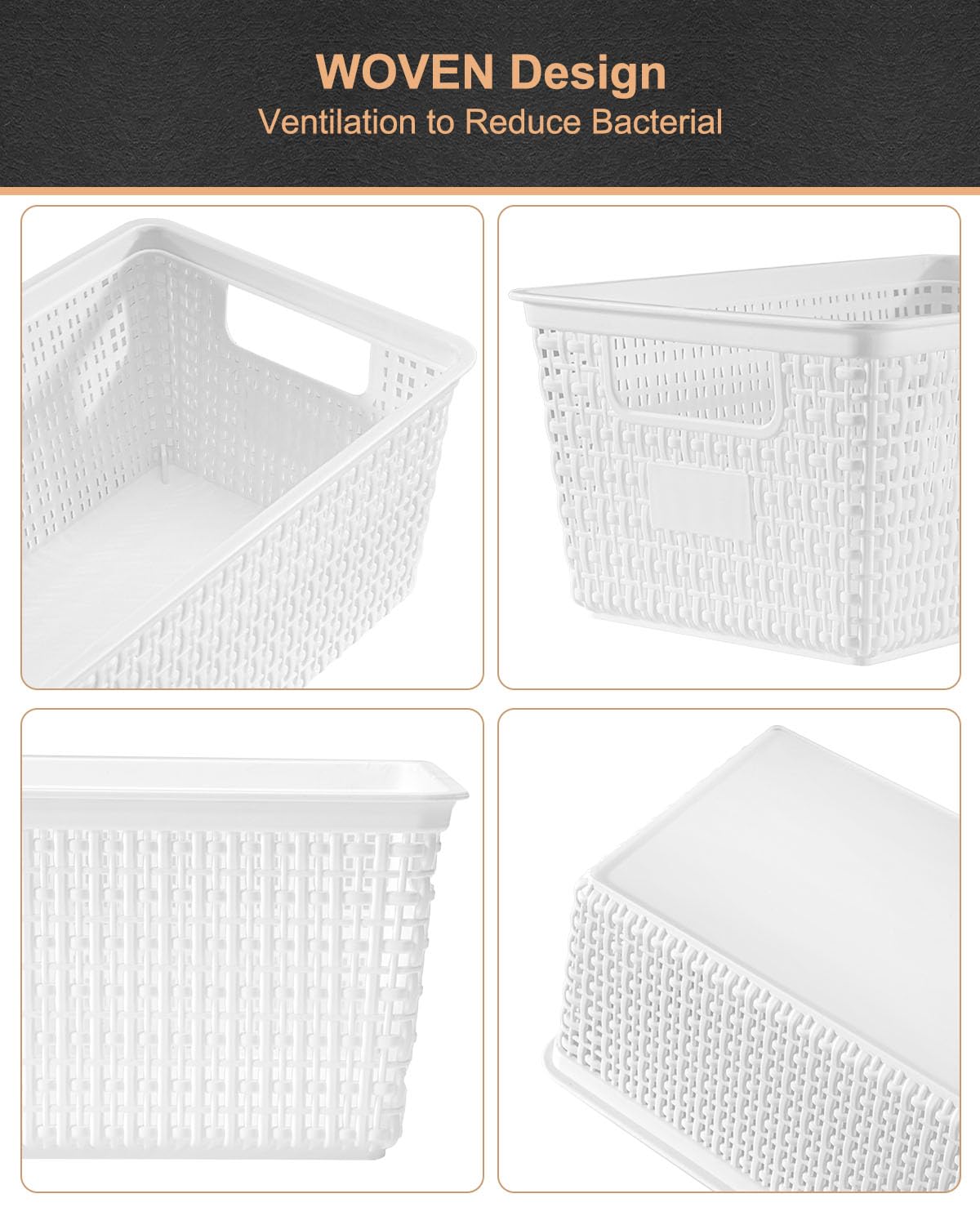 EOENVIVS baskets arranged on a shelf for tidy storage.