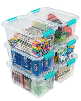 EOENVIVS storage bins with lids provide secure stacking for pantry organization.