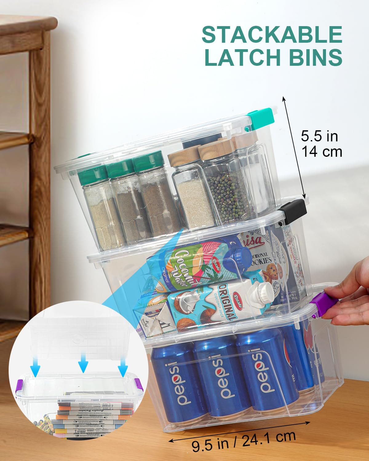 Secure lid system helps maintain clean, organized spaces in busy households.