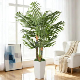 EOOIO 5ft artificial palm tree in pot full view for warm indoor tropical ambiance