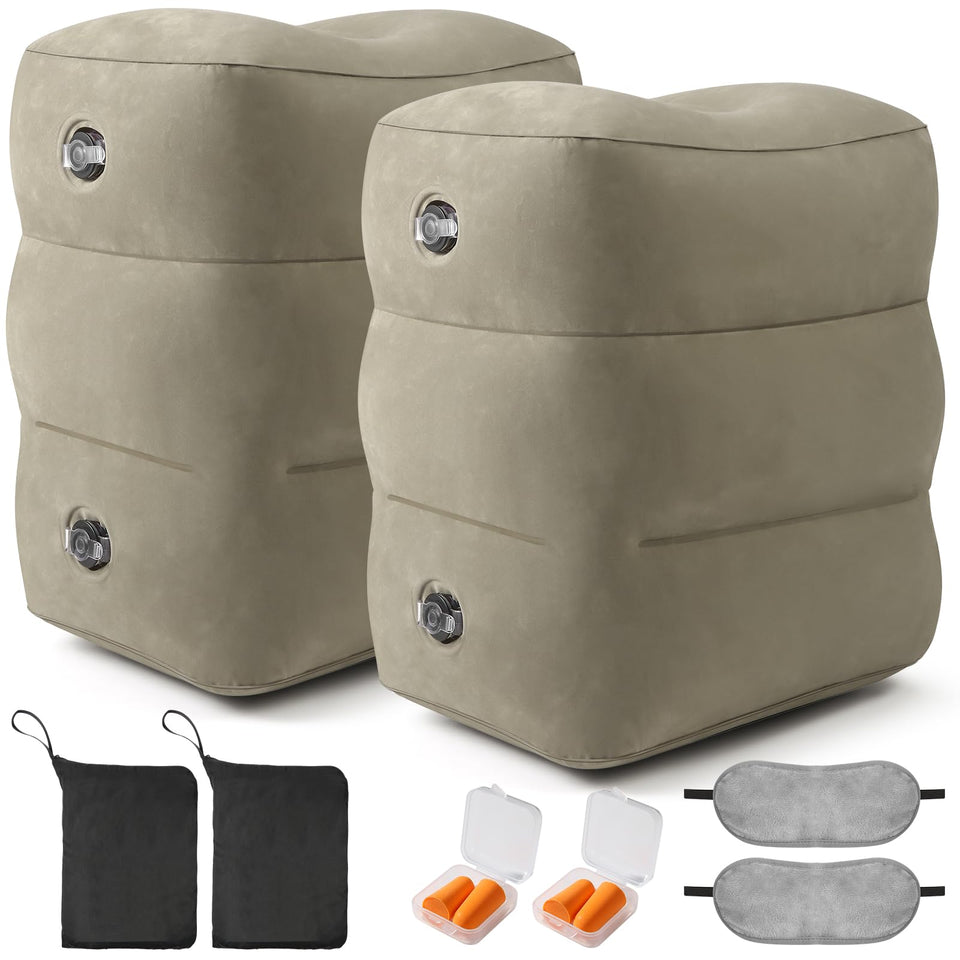 Eooqi inflatable foot rest pillow in travel cushion for plane comfort