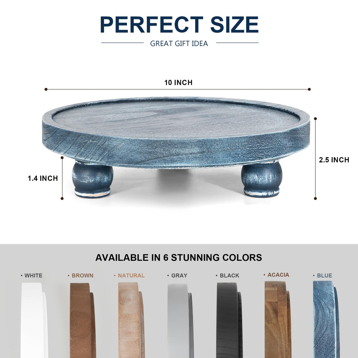 EOSAHR blue wood pedestal riser candle display adds cozy ambiance
