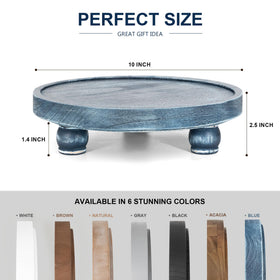 EOSAHR blue wood pedestal riser candle display adds cozy ambiance