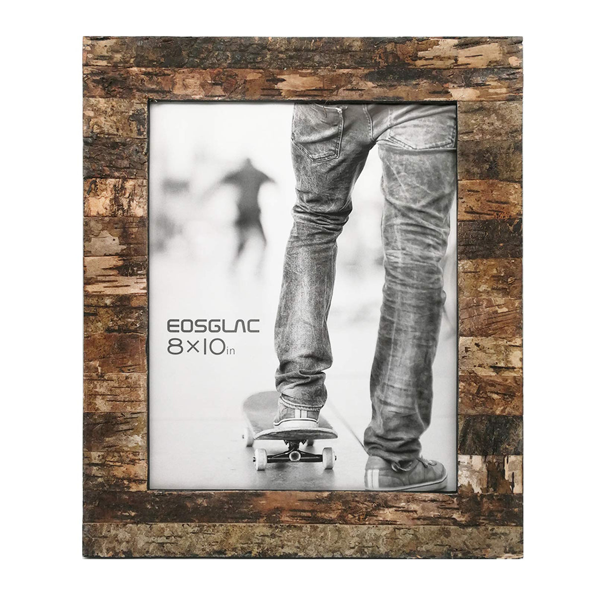 Eosglac rustic 8x10 birch bark frame showcases natural texture for tabletop display