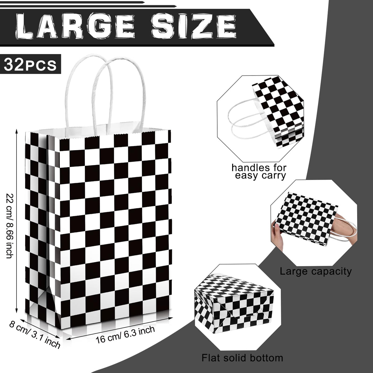 Epakh race-car party favors bags, sturdy design keeps treats secure.