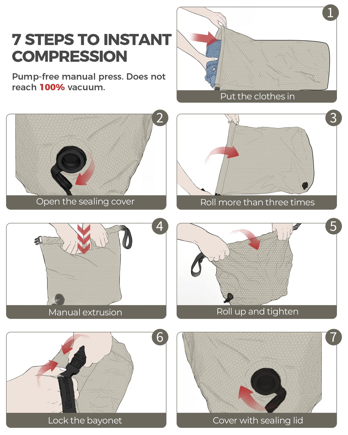 EPEDAL24 compression feature reduces volume, freeing suitcase space.