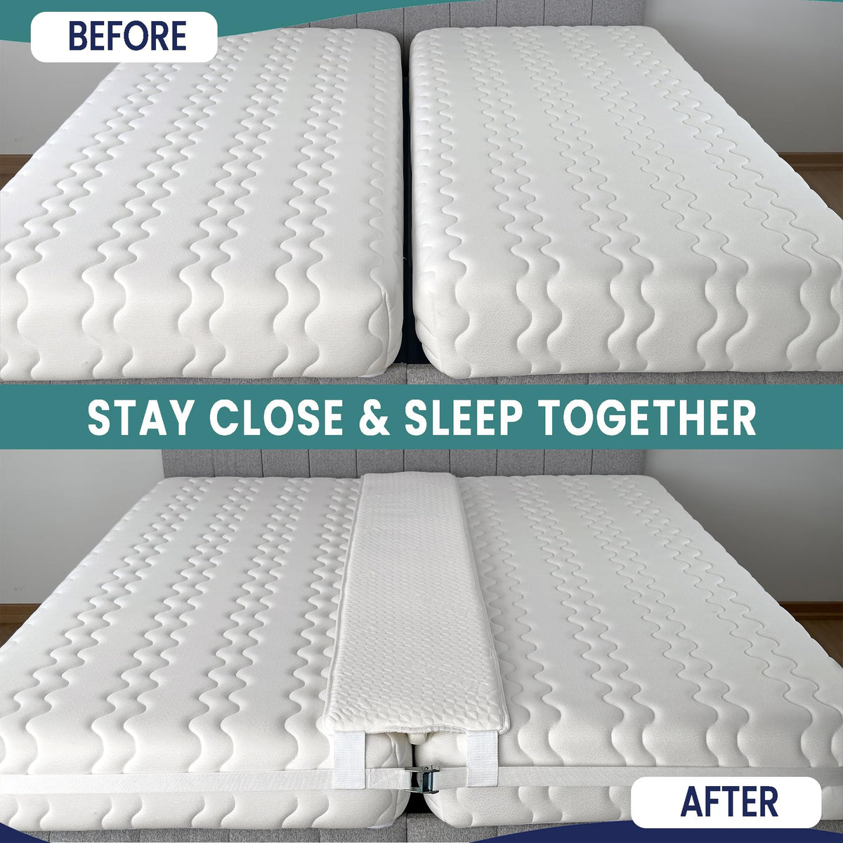 EPHEDORA heavy-duty strap connector secures beds together for stability