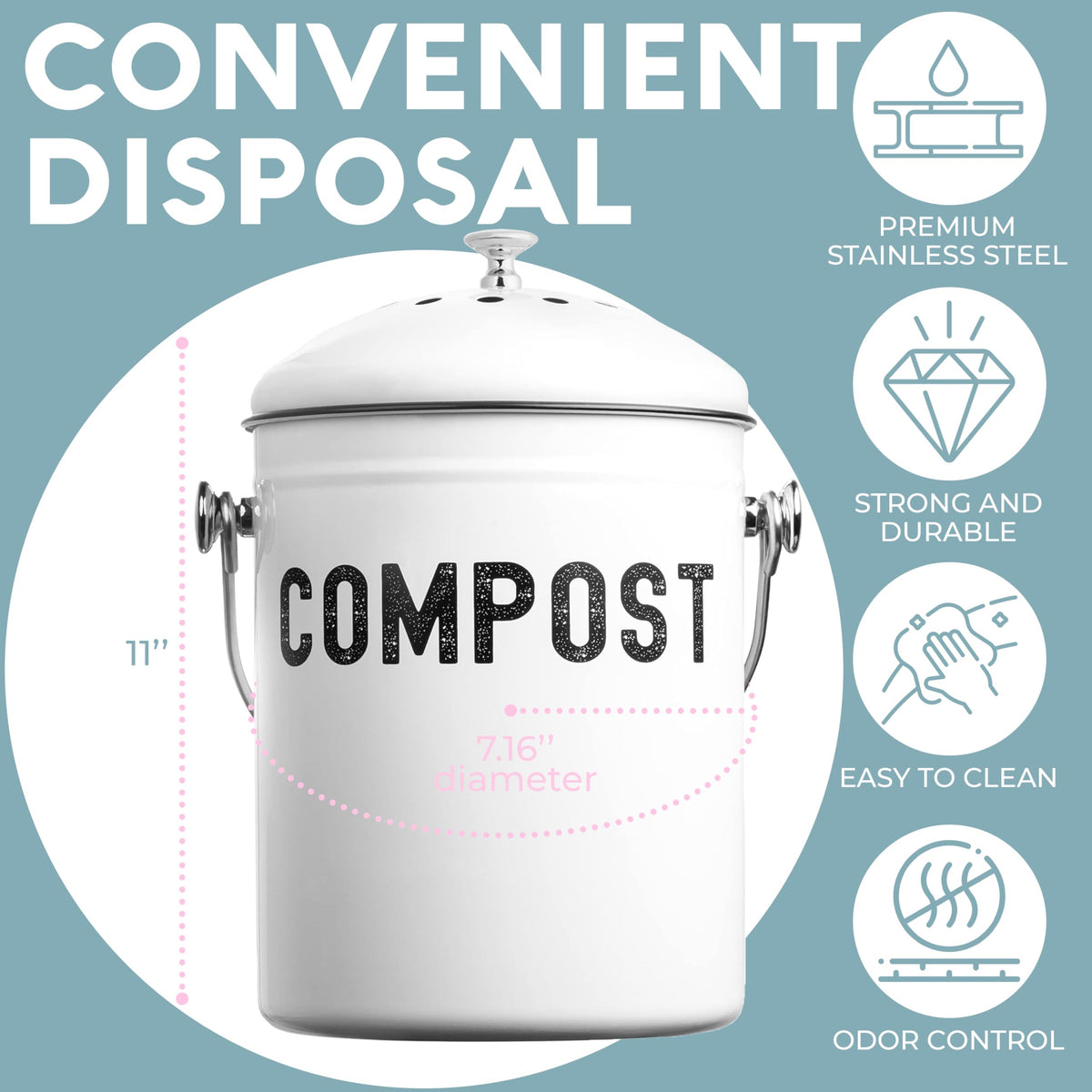 EPICA one-point-three-gallon capacity fits daily scraps